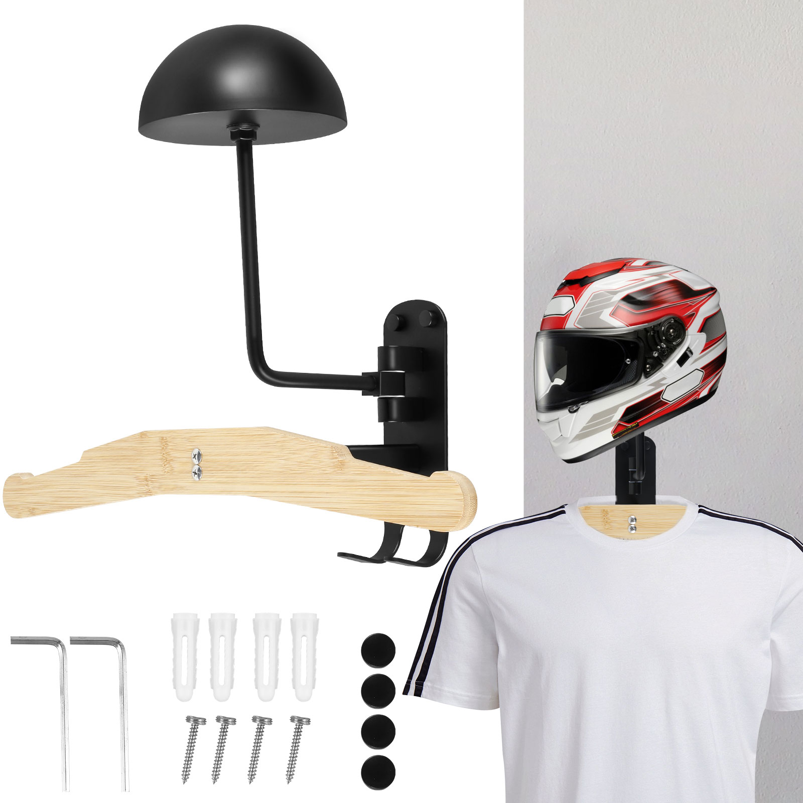 Cycling Gear Organizer Wall - Portacasco per moto 180 ° Supporto