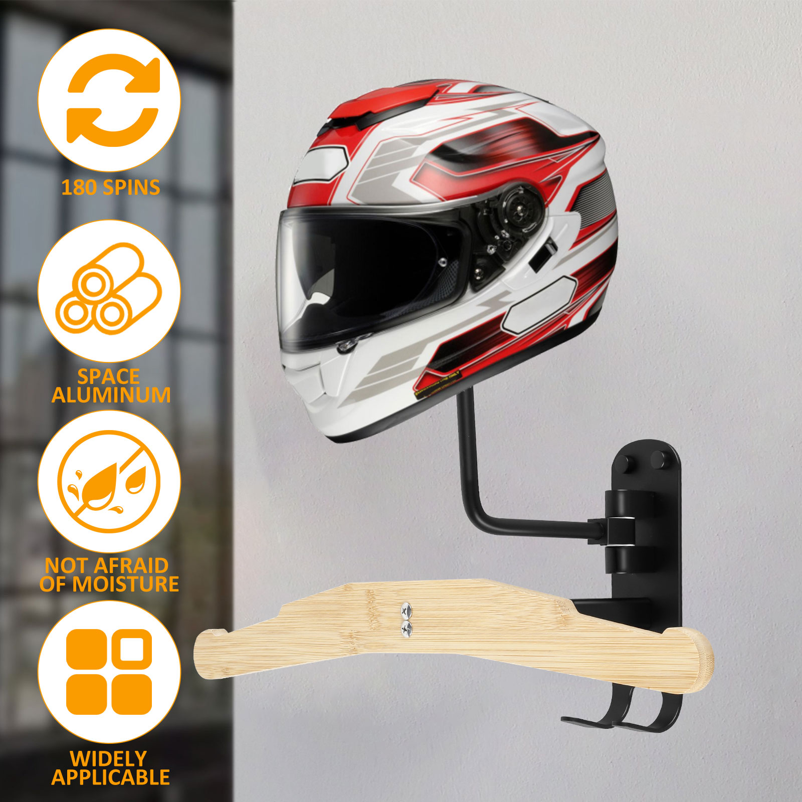 Portacasco per moto 180 °   Su - Cycling Gear Organizer Wall recensione e prezzo